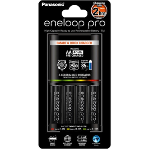Panasonic Eneloop Pro 2hr Quick Charger with 4 pcs AA Eneloop Pro Rechargeable Battery